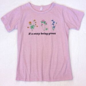 Pink Floral Graphic Short Sleeve Tee Shirt M/L